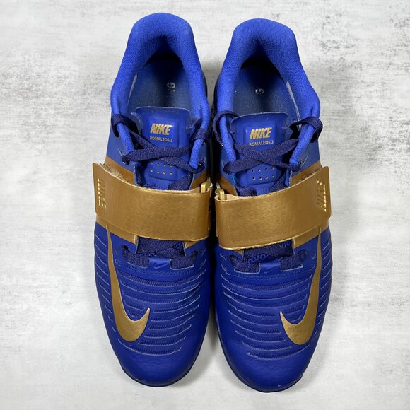 Nike Romaleos 3 Weightlifting Shoes - Men's Size 9 - Blue Gold - Picture 7 of 9